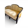 Vintage style marigold sofa with polished wood legs