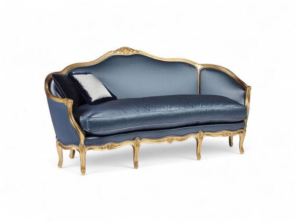 Side angle of Baroque Louis XV Sofa with hand-carved details