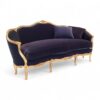 Baroque Louis XV Sofa in navy velvet with gold leaf wood frame