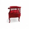 Hand-carved wooden Victorian settee with plush seating and cabriole legs