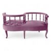 Hand-carved wooden Victorian settee with plush seating and cabriole legs