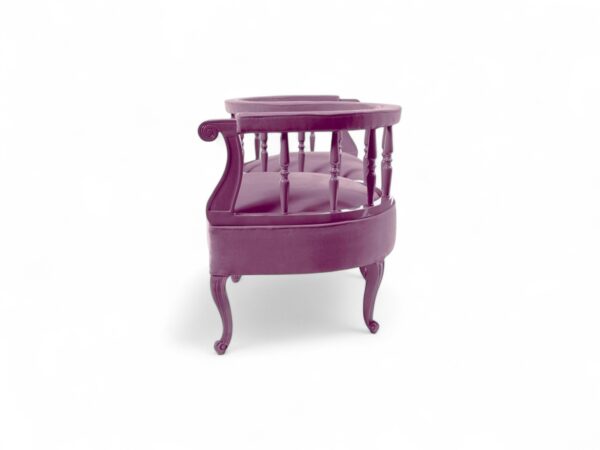 Antique-style Victorian two-seater settee with curved backrest and spindles