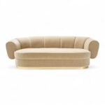 Luxe Channelled Sofa with plush fabric and golden accent base