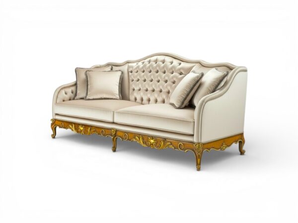 Royal carved couch with antique gold wooden base