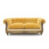 Vintage Chesterfield Sofa with tufted backrest and golden velvet upholstery