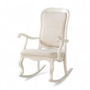 Classic White Rocking Chair with cushioned seat and backrest