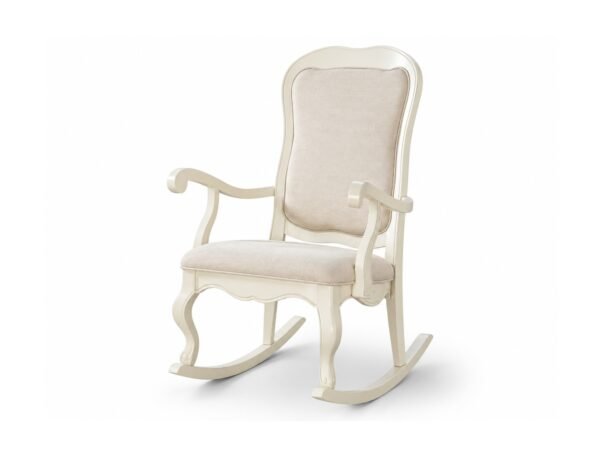 Classic White Rocking Chair with cushioned seat and backrest
