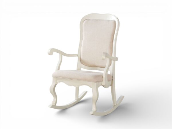 Classic White Rocking Chair with cushioned seat and backrest
