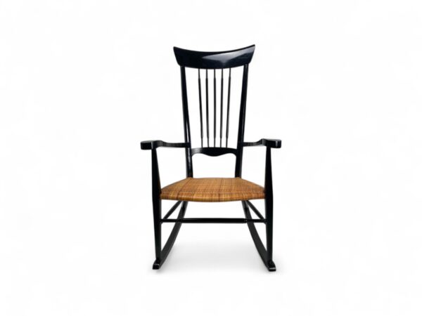Modern spindle back rocking chair in black finish