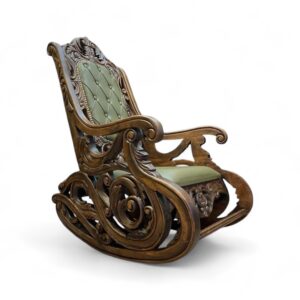 Vintage-inspired wooden rocker with padded seat and backrest