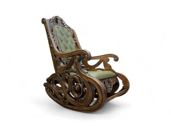 Vintage-inspired wooden rocker with padded seat and backrest