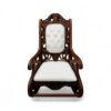 Hand-carved wooden rocking chair in ivory upholstery