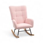 Blush pink Cloud Comfort Rocker with soft textured upholstery