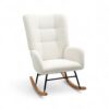 Ivory Cloud Comfort Rocker with wooden rockers and high back