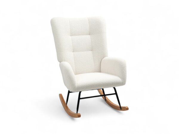 Ivory Cloud Comfort Rocker with wooden rockers and high back