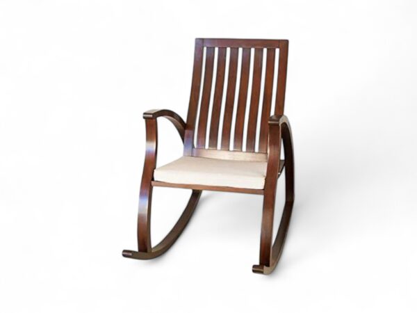 Traditional rocking chair with high slatted backrest