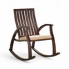 Classic Slat-Back Rocker with cushioned beige seat