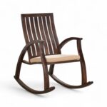 Classic Slat-Back Rocker with cushioned beige seat