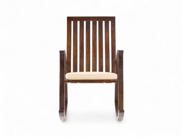 Walnut finish rocking chair with padded seat