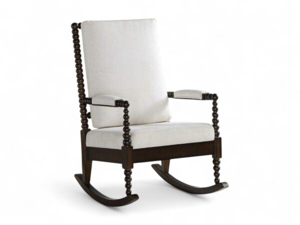 Wooden Spindle Rocking Chair with cushioned seat and backrest