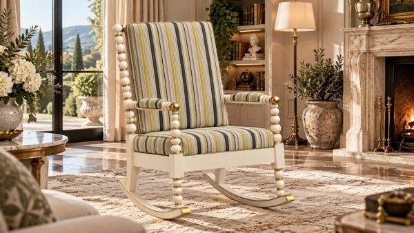 Wooden Rocking Chair with cushioned seat and backrest