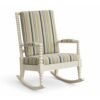 Classic spindle wooden rocking chair with fabric upholstery