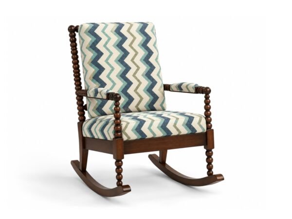 Wooden Spindle Rocking Chair with cushioned seat and backrest