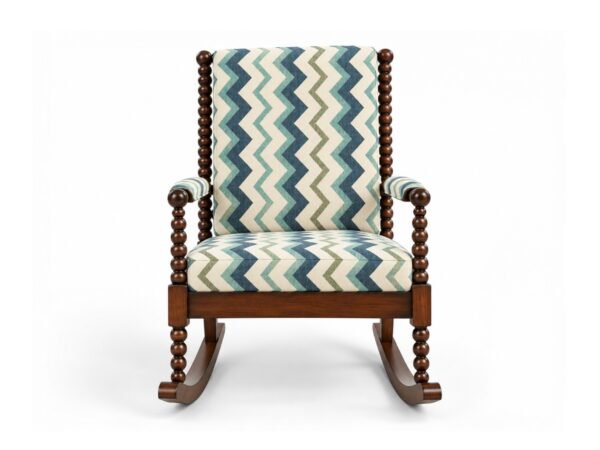 Wooden Spindle Rocking Chair with cushioned seat and backrest