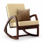 Modern Wooden Rocking Chair with cushioned seat and pillow