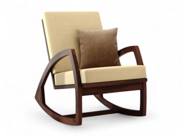 Modern Wooden Rocking Chair with cushioned seat and pillow