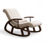 Luxe Recline Rocker with tufted upholstery and dark wood base
