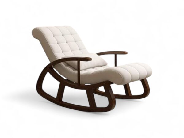 Luxe Recline Rocker with tufted upholstery and dark wood base