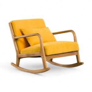Vibrance Lounge Rocker with yellow cushion and wooden frame