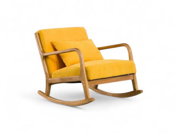Vibrance Lounge Rocker with yellow cushion and wooden frame