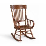 Victorian Spindle Rocker in solid wood with carved top rail