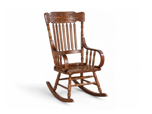 Victorian Spindle Rocker in solid wood with carved top rail
