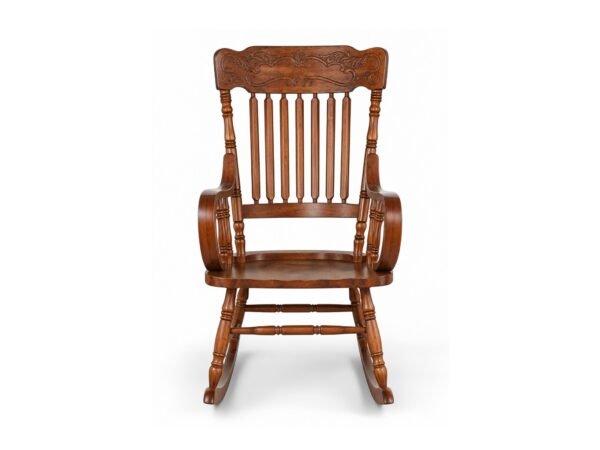 Victorian Spindle Rocker in solid wood with carved top rail