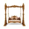 Regal Lotus Carved Swing with lotus motif and ornate wooden carvings