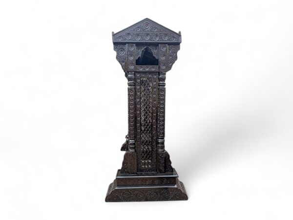 Detailed view of the canopy and pillar carvings on Majestic Heritage Carved Swing