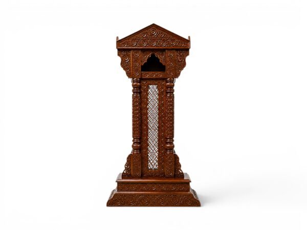 Heritage-style teak wood swing with ornate detailing and traditional design