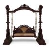 Front view of Maharaja Carved Swing highlighting carved arch and cushioned seat