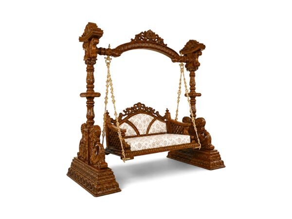 Maharaja Carved Swing showing intricate pillar carvings