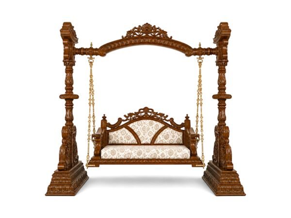 Maharaja Carved Swing highlighting carved arch and cushioned seat