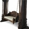 Luxury wooden Royal Hand-Carved Swing with cream cushioned seating
