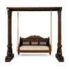 Full frame of Royal Hand-Carved Swing with ornate pillars and hanging seat