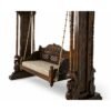 Luxury wooden Royal Hand-Carved Swing with cream cushioned seating