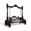 Side angle of Victorian Style Swing highlighting hand-carved posts and arch