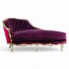 Royal Purple Chaise Lounge with golden accents and button-tufted design