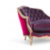 Close-up of button-tufted backrest on Royal Purple Chaise Lounge