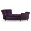 Velvet chaise with classic silhouette and rich aubergine fabric